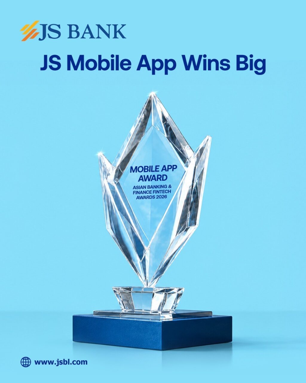 JS Bank wins Mobile App Award at the Asian Banking & Finance Fintech Awards 2026.