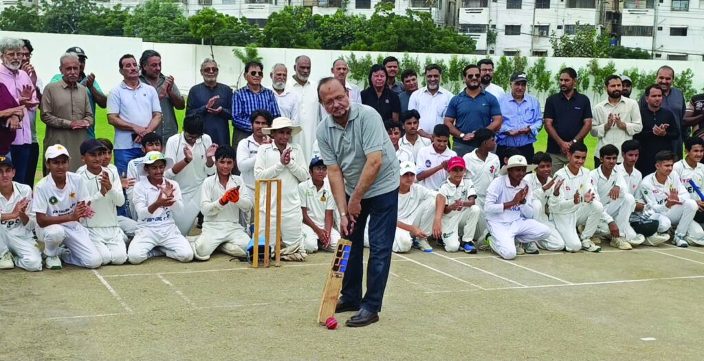 Young cricketers at the Touchme Trophy Under-15 tournament in Karachi