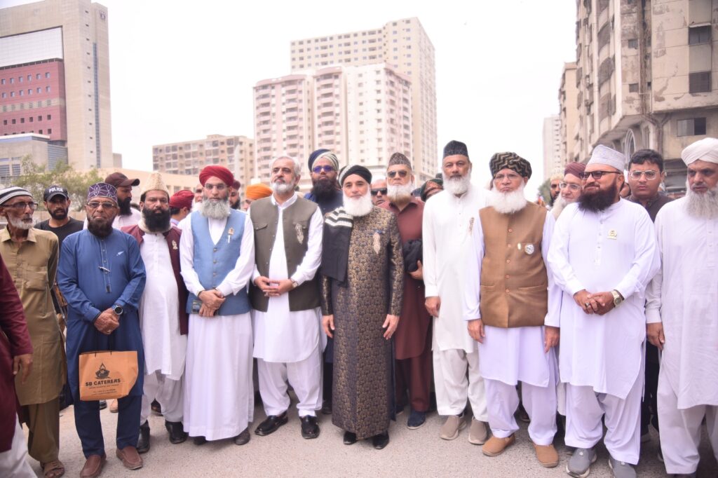 People attending an Eid Milad-un-Nabi gathering organised by Barakati Foundation in Karachi