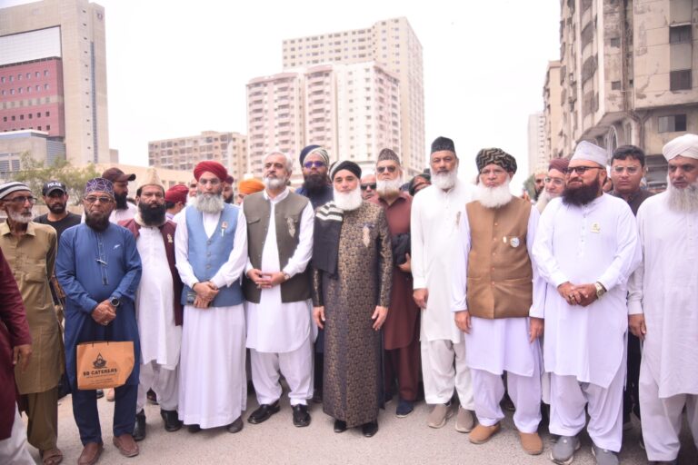 People attending an Eid Milad-un-Nabi gathering organised by Barakati Foundation in Karachi