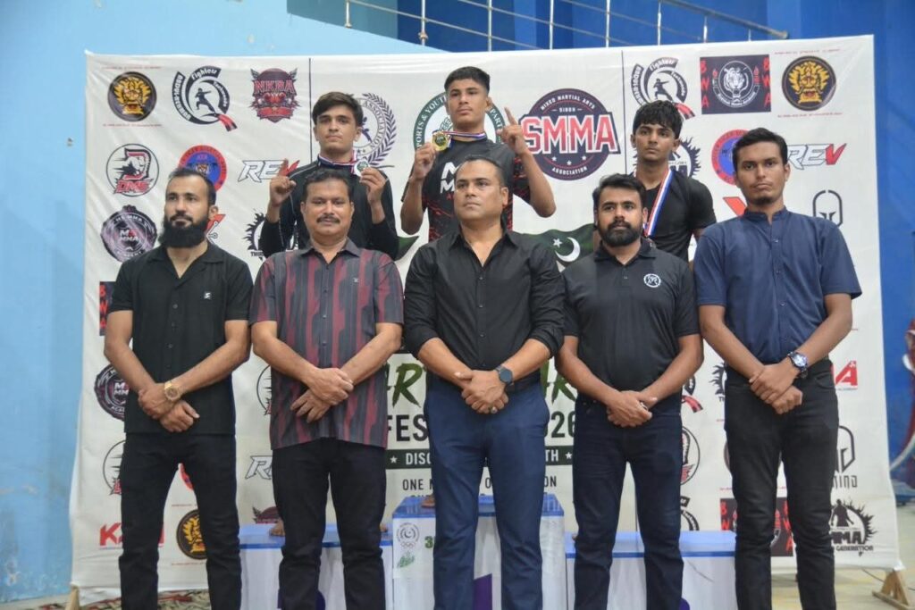 Rehan Hashmi attending the Azadi MMA Championship with participating MMA athletes