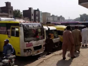 Representatives of Pakistan's transport associations announcing a nationwide wheel jam strike.