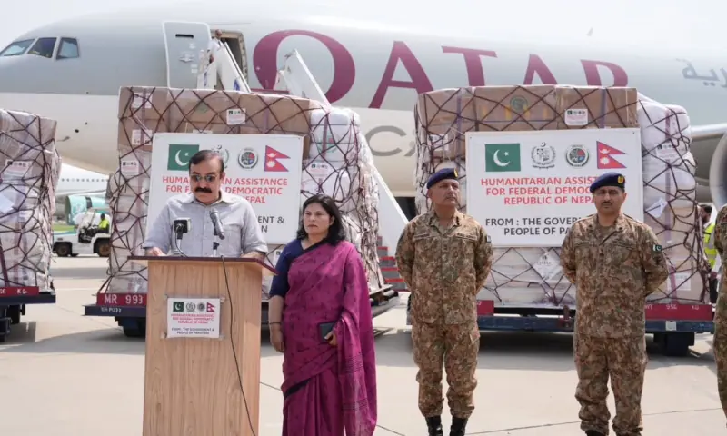 Pakistan dispatches 100 tonnes of humanitarian aid to Nepal after deadly floods and landslides.