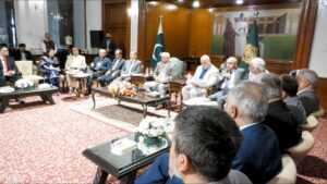 Sindh Governor Syed Muhammad Nehal Hashmi meeting vice chancellors and chancellors in Karachi.