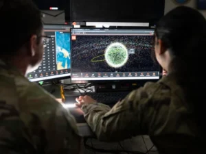 US China space warfare race with military satellites and orbital weapons