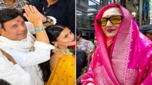 Govinda and Komal Rani Swarnkar at a Mumbai religious ceremony