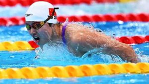 China swimmer Yu Zidi competes at the Asian Games after winning three individual events with Asian Games records.