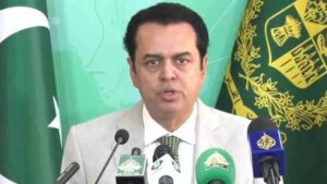 Talal Chaudhry speaking about the Khyber Pakhtunkhwa Police Act 2026 in Islamabad.