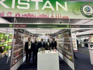 Pakistan High Commissioner Irfan Shaukat meets Pakistani exhibitors at the Pakistan Pavilion during Fine Food Australia 2026.