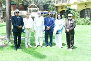 Senator Abdul Haseeb Khan meeting a Houston trade delegation in Karachi to discuss trade and investment.