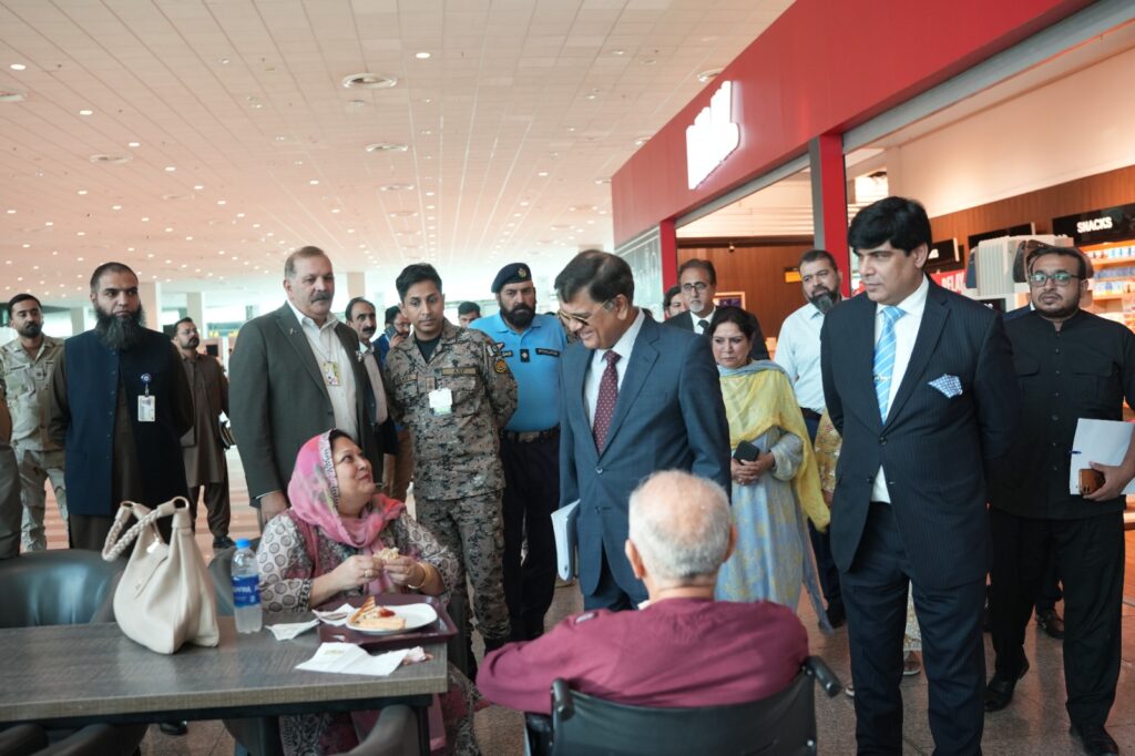 Federal Ombudsman inspection team during a visit to Islamabad International Airport.