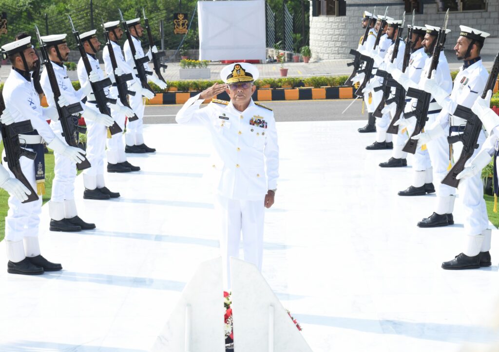 Pakistan Navy Chief Admiral Naveed Ashraf pays tribute to naval martyrs on Navy Day 2026.