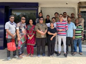 Kunwari Maa drama team led by Nasir Khan preparing for Hyderabad shows at Mehran Arts Council.