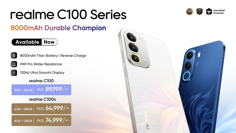 realme C100 and C100x smartphones with 8000mAh battery launched in Pakistan.
