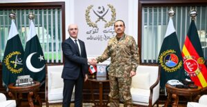 Asim Munir meets Lebanese Interior Minister Ahmad Al Hajjar at GHQ Rawalpindi.