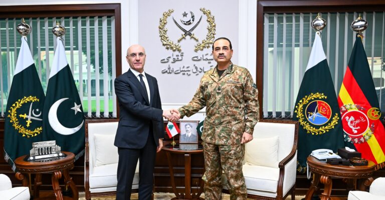 Asim Munir meets Lebanese Interior Minister Ahmad Al Hajjar at GHQ Rawalpindi.