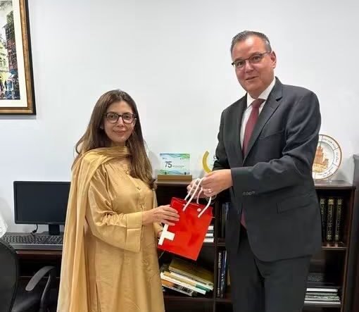 Stéphane Rey meets Ayesha Ali at Pakistan Ministry of Foreign Affairs