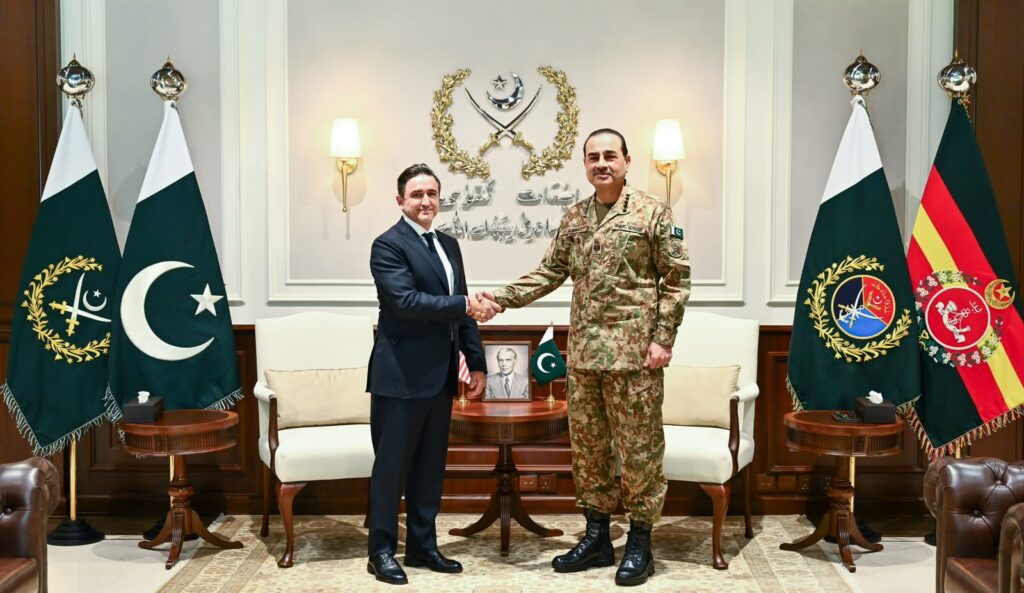 Field Marshal Syed Asim Munir meets POWERUS delegation at GHQ Rawalpindi to discuss defence technology.