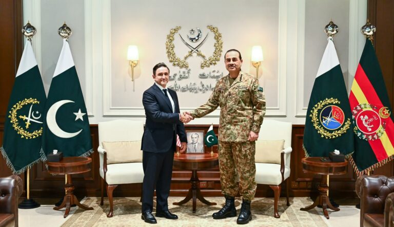 Field Marshal Syed Asim Munir meets POWERUS delegation at GHQ Rawalpindi to discuss defence technology.