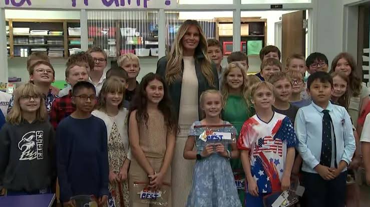 Melania Trump visits Mountain View Elementary School in Ashe County North Carolina to promote AI education