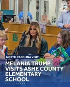 Melania Trump visits Mountain View Elementary School in Ashe County North Carolina to promote AI education