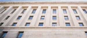 US Justice Department building in Washington, D.C., linked to the National Fraud Detection Center initiative.