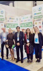 Pakistani seafood exporters showcase seafood products at an exhibition in St. Petersburg, Russia.