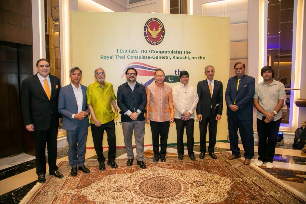 Diplomatic gathering in Karachi marking 75 years of Pakistan-Thailand relations.
