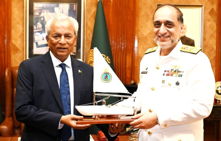 Governor Sindh Syed Muhammad Nehal Hashmi meets Commander Karachi Vice Admiral Muhammad Faisal Abbasi