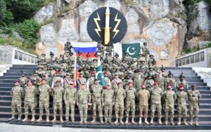 Pakistan Army troops take part in joint exercises with Russian and Omani forces in Pakistan
