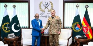 Field Marshal Asim Munir meeting Maldives Speaker Abdul Raheem Abdullah at GHQ Rawalpindi.