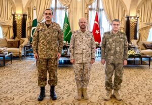 Saudi, Pakistani and Turkish military chiefs at the Makkah Defense Agreement meeting in Riyadh.