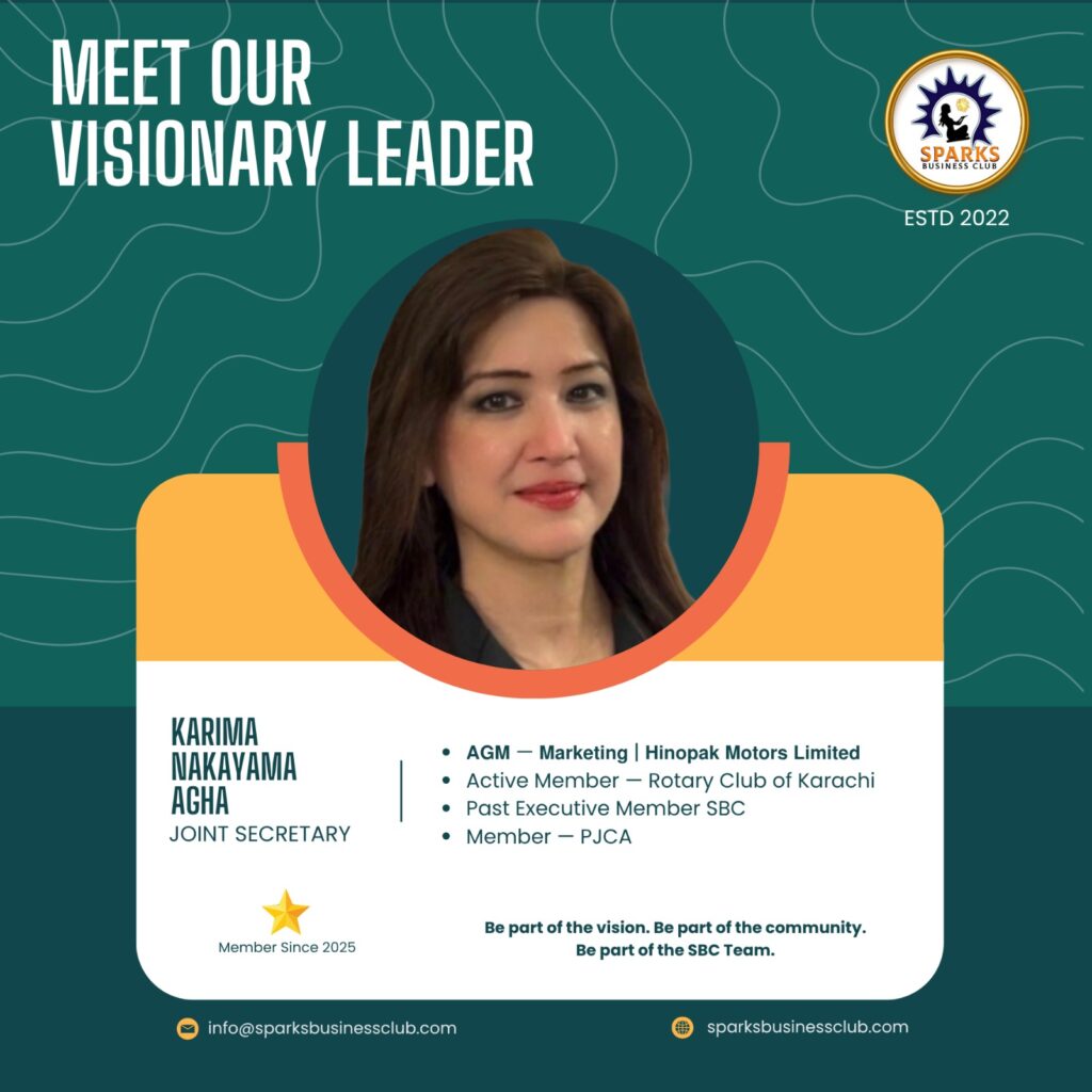 Karima Nakayama Agha, Joint Secretary of Sparks Business Club
