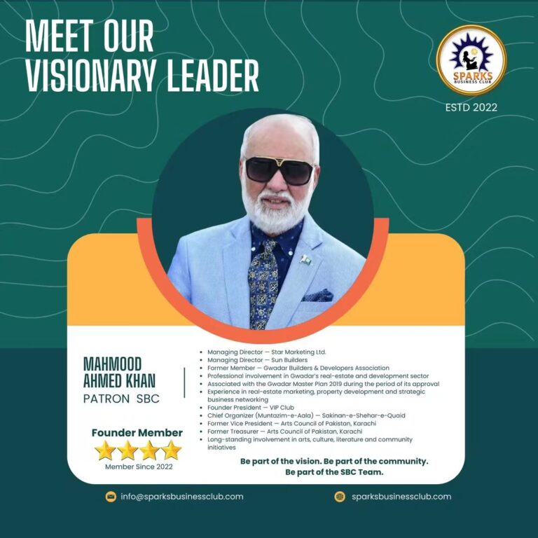 Mahmood Ahmed Khan, Patron of Sparks Business Club and business professional