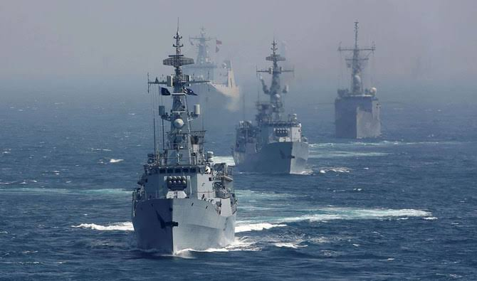 Pakistan Navy warships defending Pakistan maritime frontiers