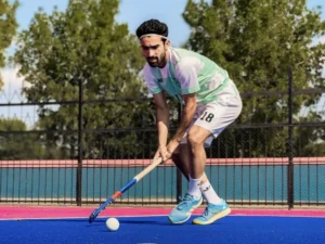 Pakistan hockey player Abdul Rehman performing 3D skills during the 2026 FIH Hockey World Cup.