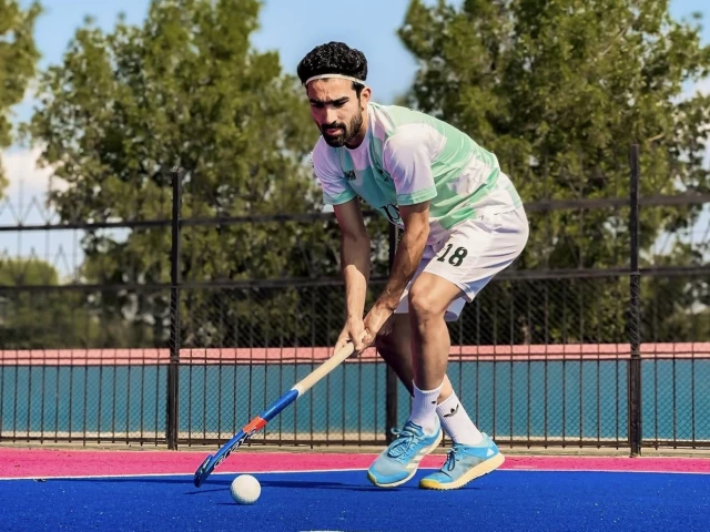 Pakistan hockey player Abdul Rehman performing 3D skills during the 2026 FIH Hockey World Cup.