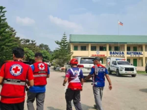 Emergency responders at Banga National High School after a school shooting in South Cotabato, Philippines