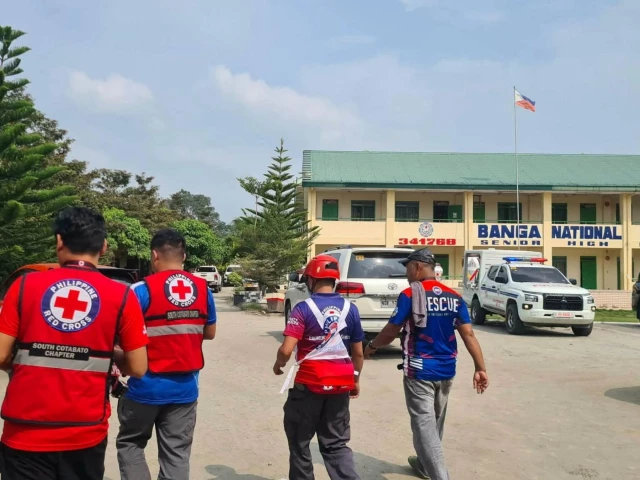 Emergency responders at Banga National High School after a school shooting in South Cotabato, Philippines