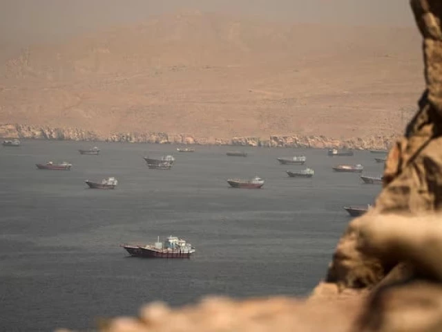 Vessel in the Strait of Hormuz amid rising Middle East shipping and energy security tensions.
