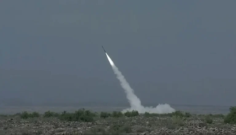 Pakistan Army Fatah-2 Extended Range missile during a test launch announced by ISPR on October 13, 2026.