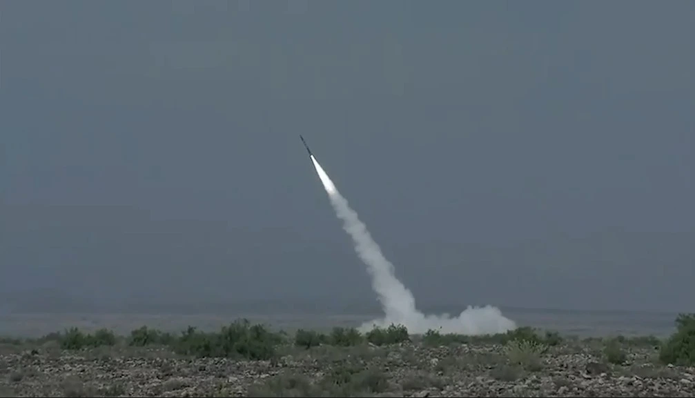 Pakistan Army Fatah-2 Extended Range missile during a test launch announced by ISPR on October 13, 2026.