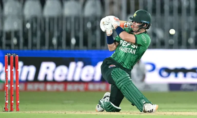 Pakistan batter Maaz Sadaqat celebrates during his rise from domestic cricket to international T20 matches