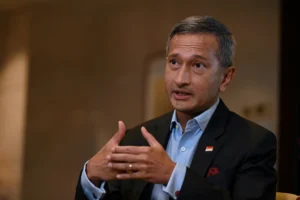 Vivian Balakrishnan, Singapore’s foreign minister, during discussions on Pakistan-Singapore relations and disaster management cooperation