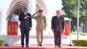 Maldives President Mohamed Muizzu reviews the Pakistan Armed Forces guard of honour during his state visit to Islamabad.