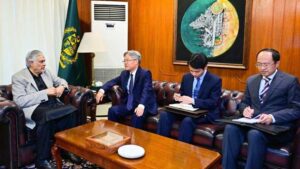 Pakistan China meeting between Ishaq Dar and Chinese Ambassador Jiang Zaidong at the Foreign Office.
