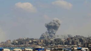 Gaza University in Gaza City following a reported drone strike that killed three people and injured eight.