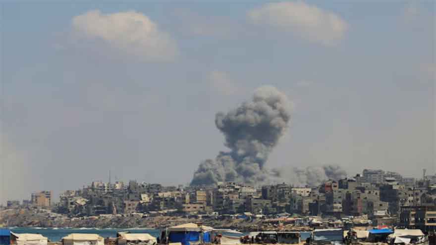 Gaza University in Gaza City following a reported drone strike that killed three people and injured eight.