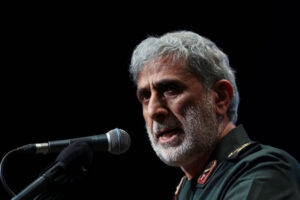 IRGC Quds Force commander Esmail Qaani speaks in Tehran amid rising US-Iran tensions.