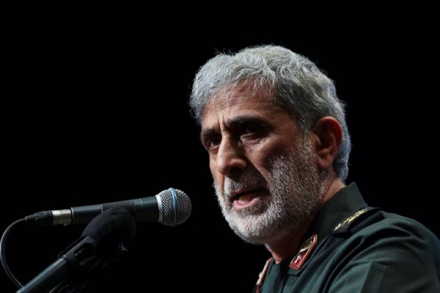 IRGC Quds Force commander Esmail Qaani speaks in Tehran amid rising US-Iran tensions.